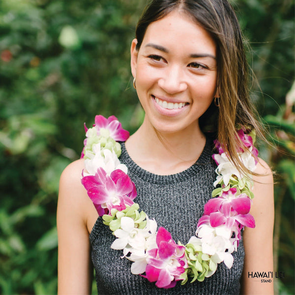 Paradise Double Orchid Lei (Multi-Color) Lei Shipping And Delivery From Honolulu Hawaii