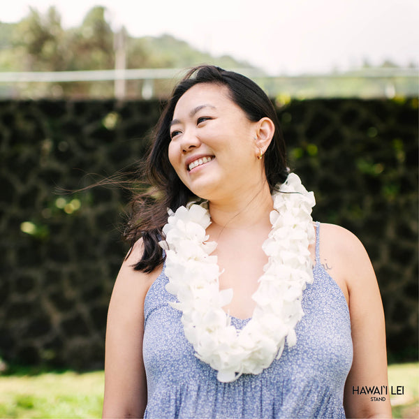 Double Orchid Lei (White) Lei Shipping And Delivery From Honolulu Hawaii