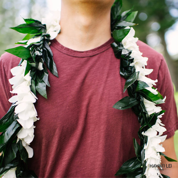 Double Ti Leaf Maile Wrapped With Orchid Lei (Purple) Lei Shipping And Delivery From Honolulu Hawaii