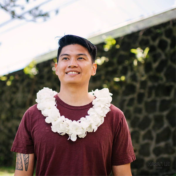 Double Orchid Lei (White) Lei Shipping And Delivery From Honolulu Hawaii