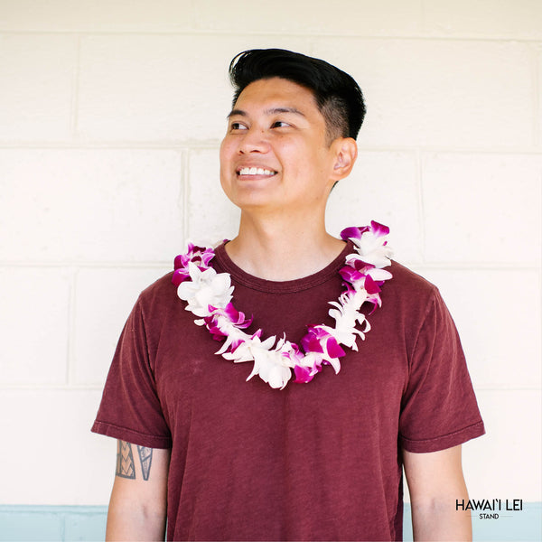 Deluxe Orchid Lei (Purple & White) - Hawai'i Lei Stand - Lei Shipping