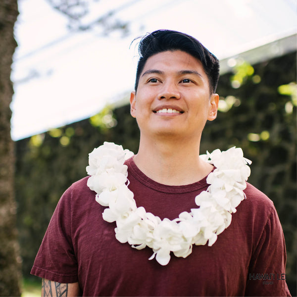 Double Orchid Lei (White) Lei Shipping And Delivery From Honolulu Hawaii