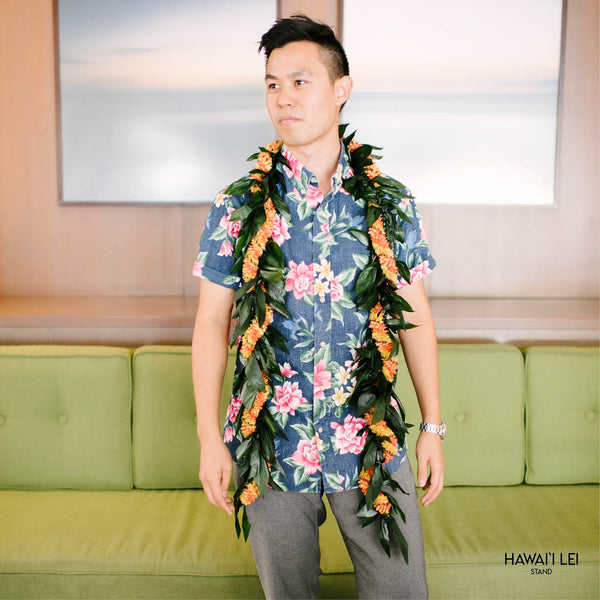 Double Ti Leaf Maile Wrapped With Cigar & Kukui Lei - Hawai'i Lei Stand - Lei Shipping