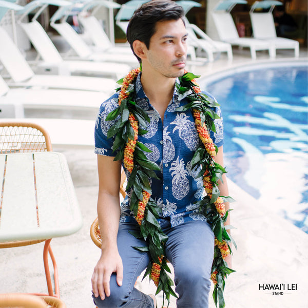 Double Ti Leaf Maile Wrapped With Cigar & Kukui Lei - Hawai'i Lei Stand - Lei Shipping