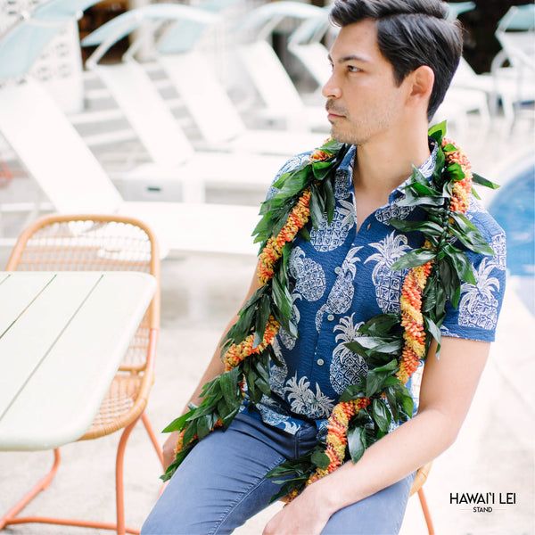 Double Ti Leaf Maile Wrapped With Cigar & Kukui Lei - Hawai'i Lei Stand - Lei Shipping