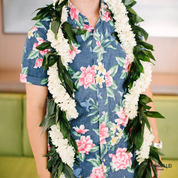 Double Ti Leaf Wrapped With Double Tuberose Lei - Hawai'i Lei Stand - Lei Shipping