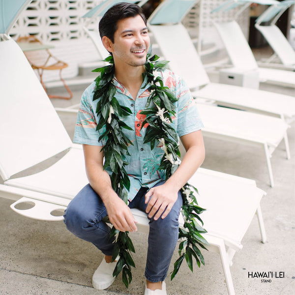 Double Ti Leaf Maile Wrapped With Tuberose Lei - Hawai'i Lei Stand -Lei Shipping