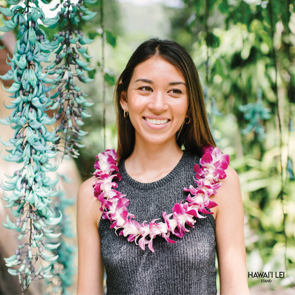 Classic Single Orchid Lei Purple - Hawaii Lei Stand