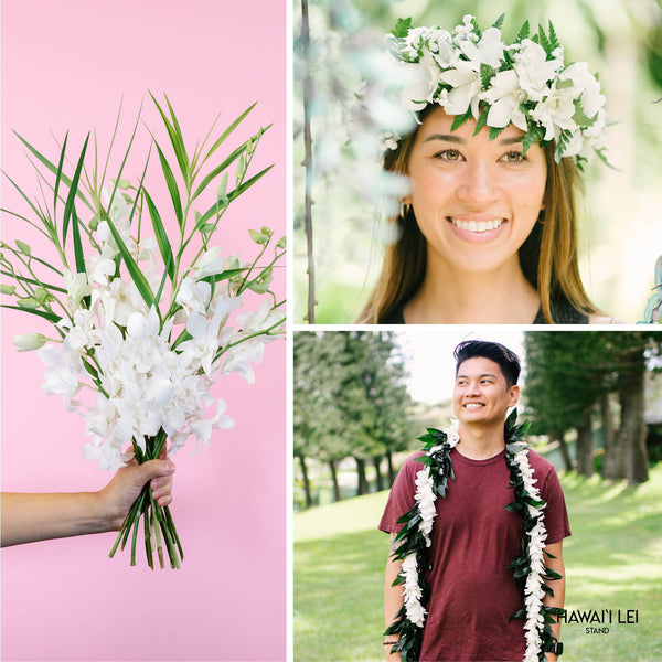 Wailea Set  D - Wedding Lei & Tropical Bouquet Sets - Hawaii Lei Stand - Nationwide Lei & Tropical Shipping 