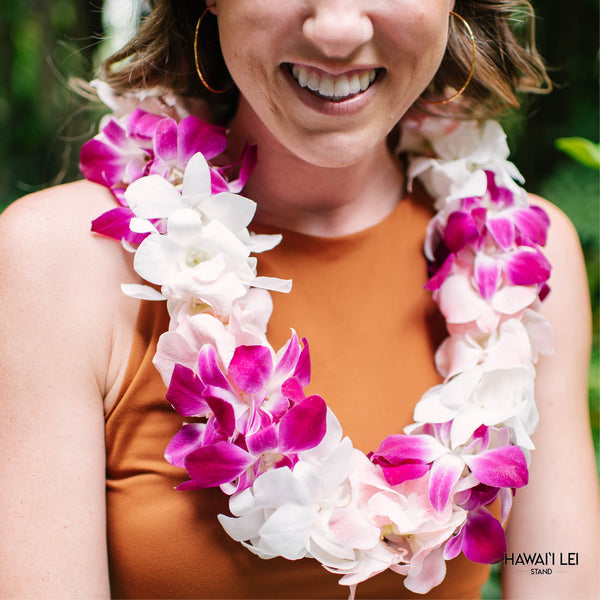 Paradise Triple Orchid Lei (Purple, Pink and White) - Hawai'i Lei Stand - Lei Shipping