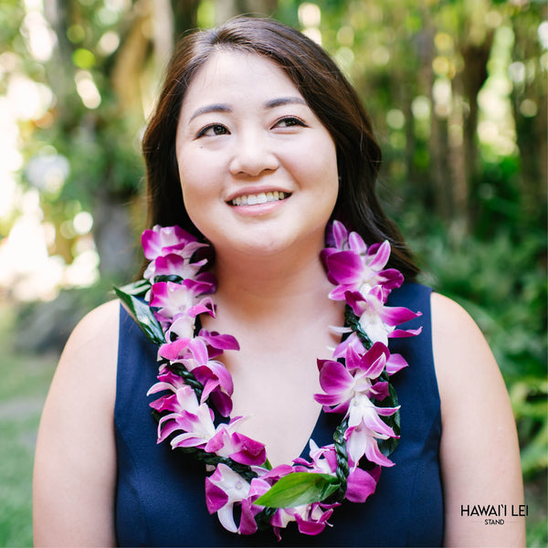 Orchid Wrapped With Ti Leaf Lei (Purple) - Hawai'i Lei Stand - Lei Shipping