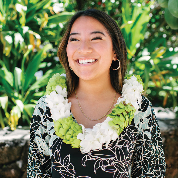 Triple Orchid Lei (Green & White) - Hawaii Lei Stand - Lei
