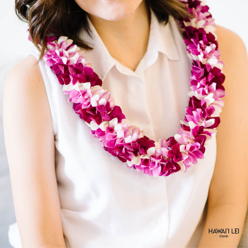 Spiral Orchid Lei (Purple, Pink and White) - Hawai'i Lei Stand - Lei Shipping