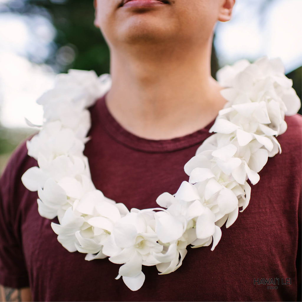 Double Orchid Lei (White) Lei Shipping And Delivery From Honolulu Hawaii
