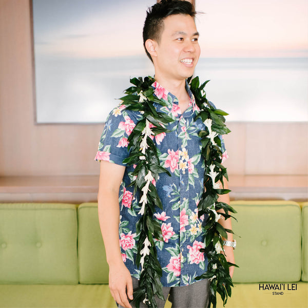 Double Ti Leaf Maile Wrapped With Tuberose Lei - Hawai'i Lei Stand -Lei Shipping
