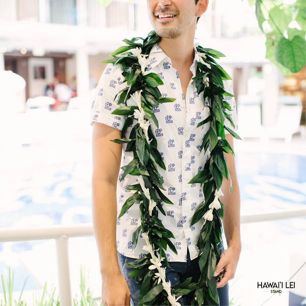 Double Ti Leaf Maile Wrapped With Tuberose Lei - Hawai'i Lei Stand -Lei Shipping