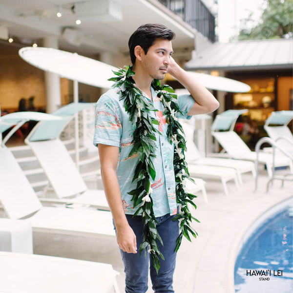 Double Ti Leaf Maile Wrapped With Tuberose Lei - Hawai'i Lei Stand -Lei Shipping