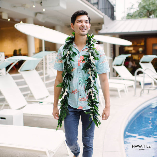 Double Ti Leaf Maile Wrapped With Tuberose Lei - Hawai'i Lei Stand -Lei Shipping