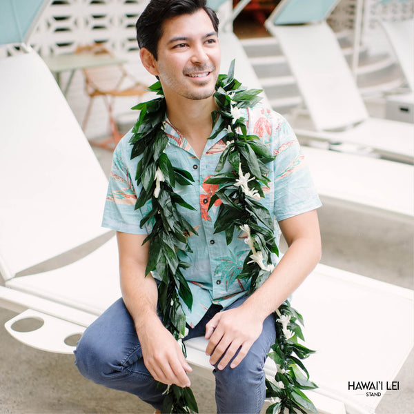 Double Ti Leaf Maile Wrapped With Tuberose Lei - Hawai'i Lei Stand -Lei Shipping