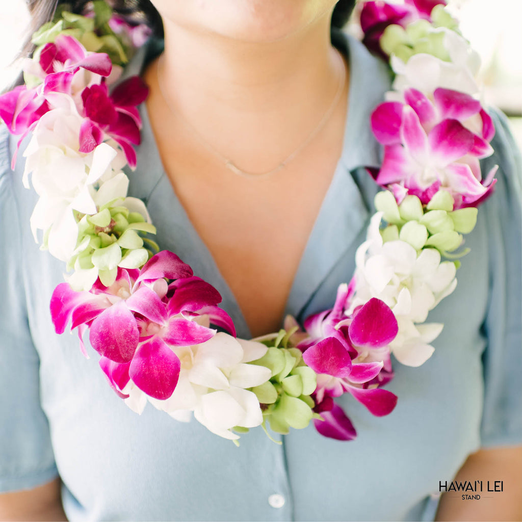 Dyed Rainbow Orchid Lei (Single)