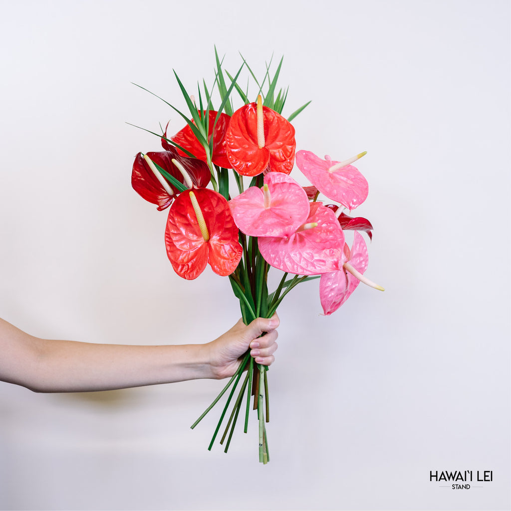 The Anthurium Bouquet (Seasonal Colors Vary) - Hawai'i Lei Stand - Lei Shipping