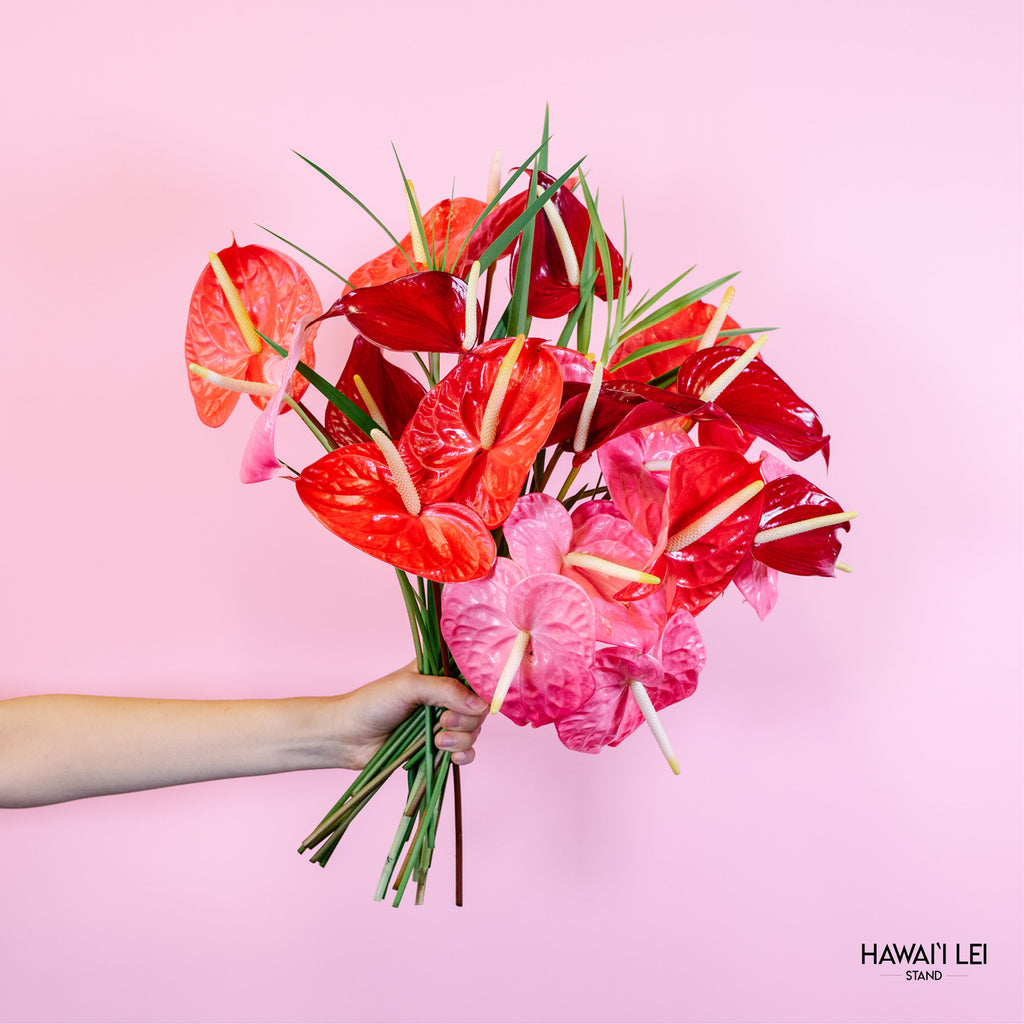 The Anthurium Bouquet (Seasonal Colors Vary) - Hawai'i Lei Stand - Lei Shipping