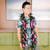 Double Ti Leaf Maile Wrapped With Orchid Lei (Purple) - Hawai'i Lei Stand - Lei Shipping