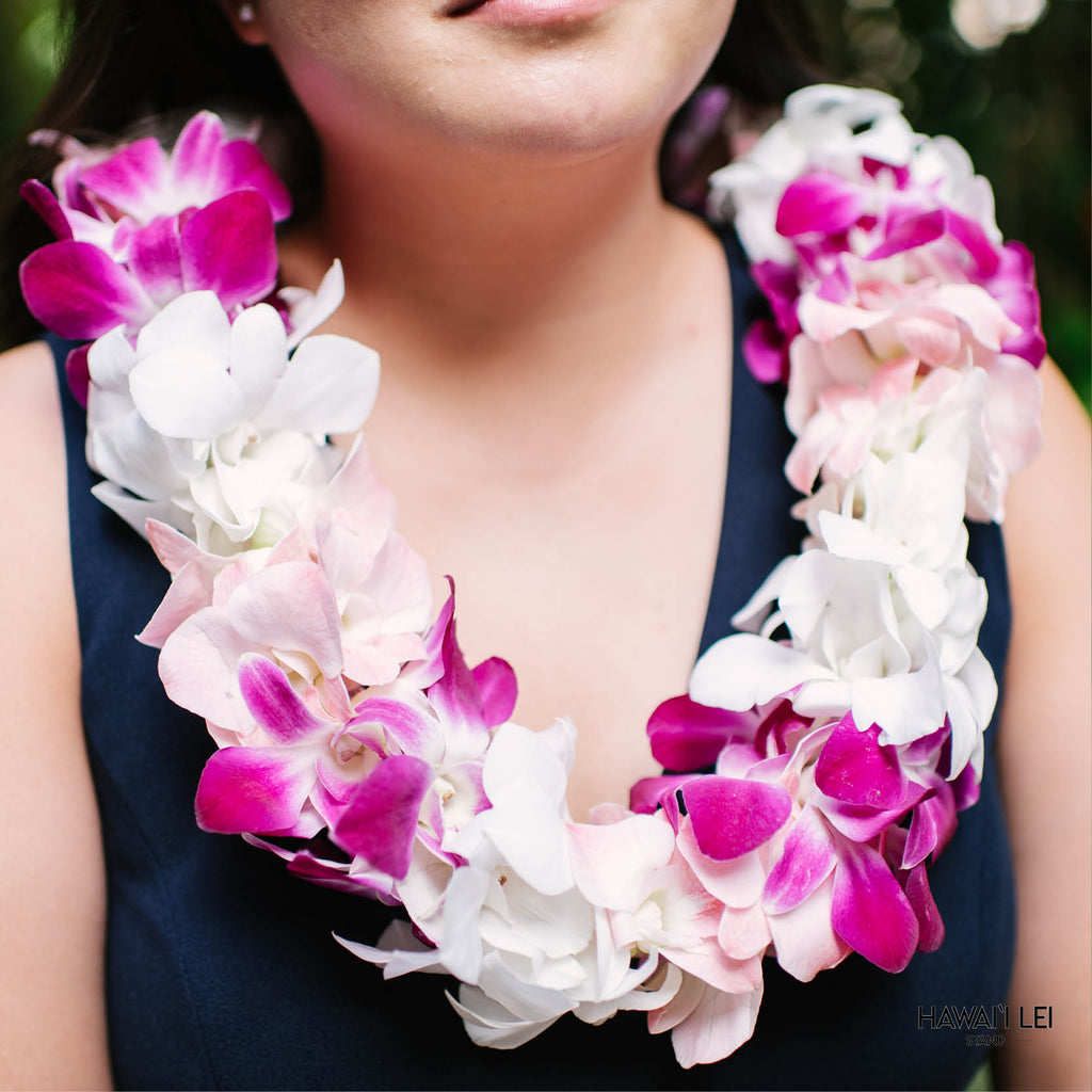 Triple Orchid Lei Fresh Hawaiian Lei for Graduations, Weddings